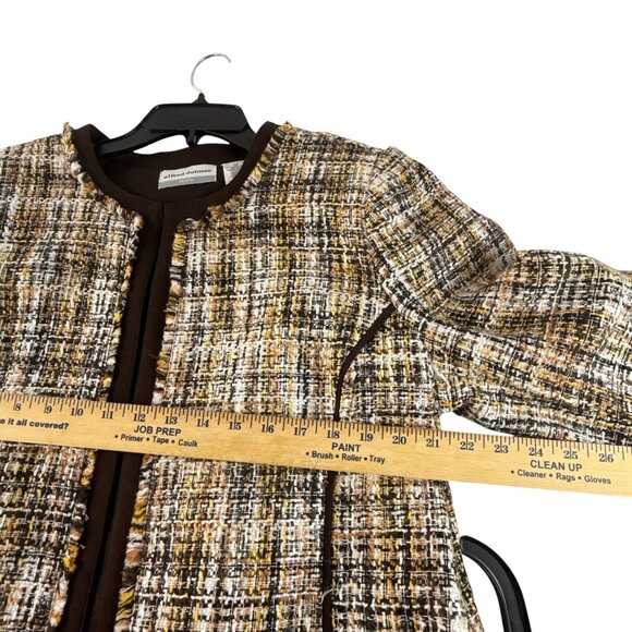 Alfred Dunner Petite Tweed Wool Short Blazer Jacket Brown Yellow 18P Career Fall - Picture 6 of 7